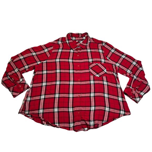 BP Plaid Lightweight Flannel Button Up Shirt Size 1X Holidays Classic Cabincore - Picture 1 of 9